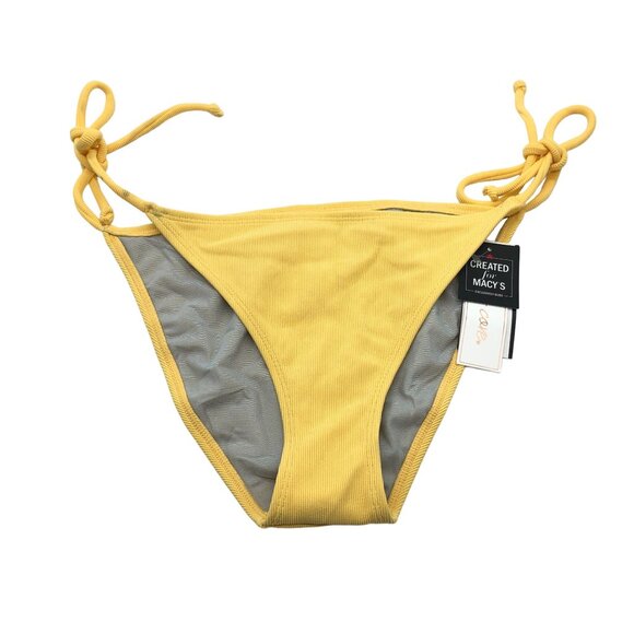 Salt & Cove Yellow Ribbed Bikini Bottoms With Side Tie Size L - Picture 4 of 11